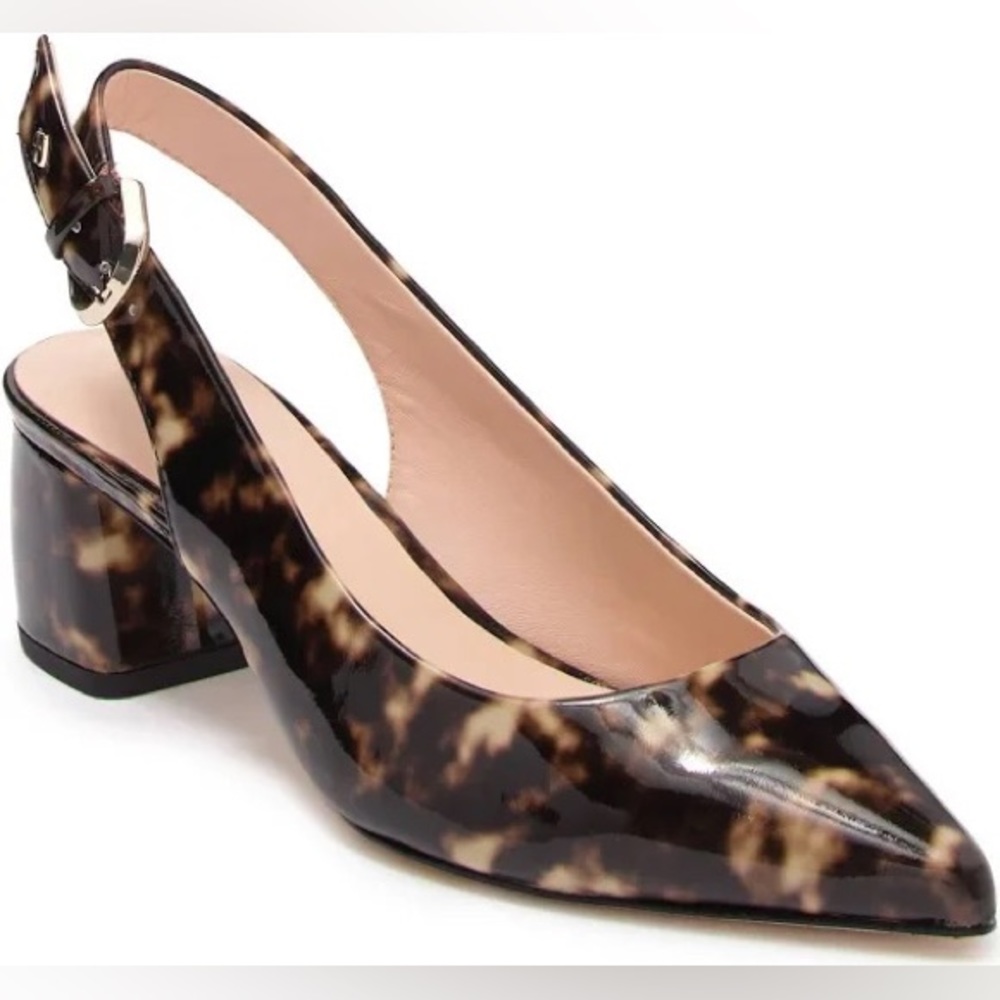 Kate Spade Women's Sz 9 Micki Tortoise Shell Patent Leather Slingback Pumps